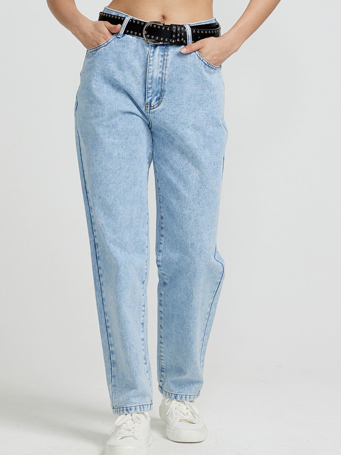 Pocketed Straight Leg Jeans - Light / XS