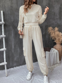 Elena Round Neck Long Sleeve Top and Pants Set