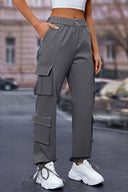 Elastic Waist Cargo Pants - Dark Gray / XS