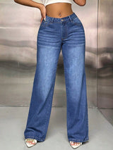 Wide Leg Jeans with Pockets - Medium / S