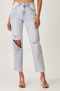 RISEN High Rise Distressed Relaxed Jeans - Light / 1