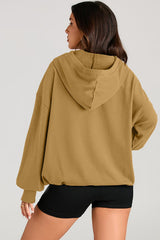 Pocketed Half Zip Long Sleeve Hoodie