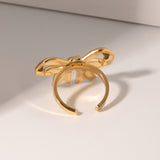 Gold-Plated Stainless Steel Bow Ring