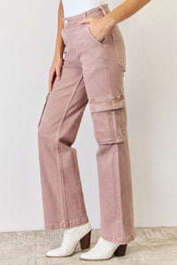 RISEN Full Size High Rise Cargo Wide Leg Jeans