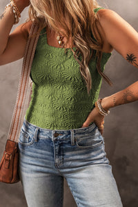 Square Neck Wide Strap Tank - Matcha Green / S