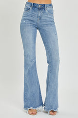 Risen Full Size High Rise Frayed Hem Flare Jeans - 0(24)