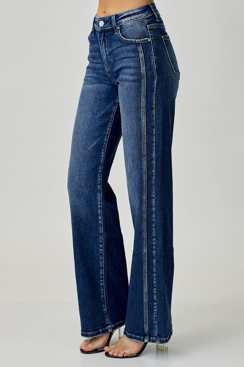 RISEN Mid Rise Straight Jeans - Dark