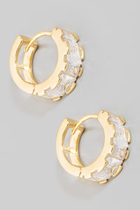 Gold Fame Mini Rhinestone Huggie Hoop Earrings