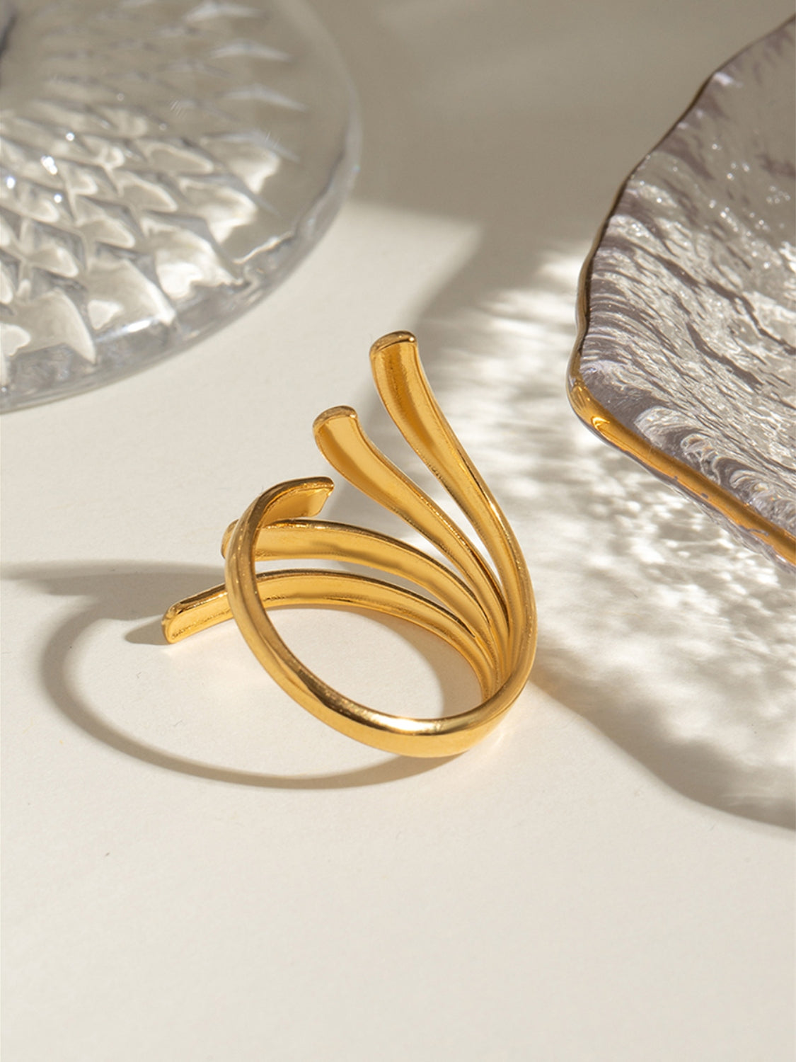 Gold-Plated Stainless Steel Irregular Open Ring