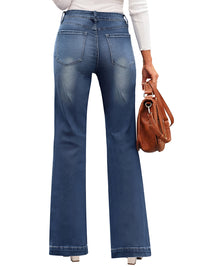 High Waist Bootcut Jeans with Pockets