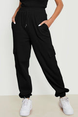 Drawstring Joggers with Pockets - Black / S