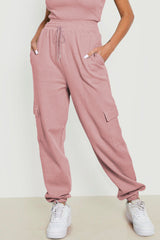 Drawstring Joggers with Pockets - Blush Pink / S