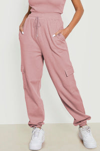 Drawstring Joggers with Pockets - Blush Pink / S