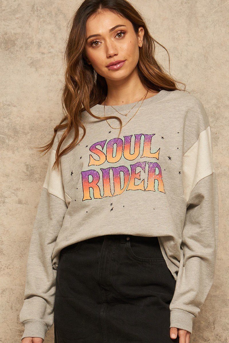 ’Soul Rider’ French Terry Knit Graphic Sweatshirt