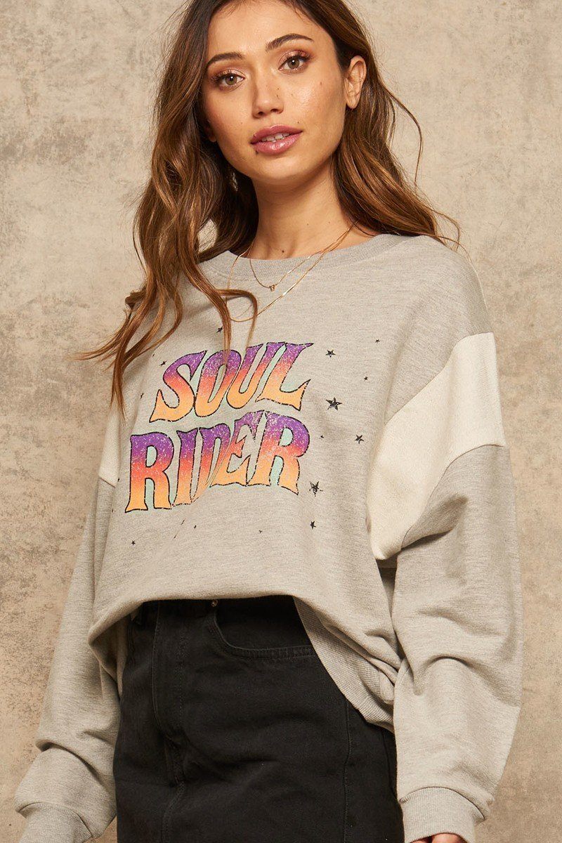 ’Soul Rider’ French Terry Knit Graphic Sweatshirt