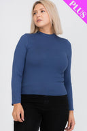 Mock Neck Solid Top - Blue Haze / 1XL