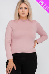 Mock Neck Solid Top - Mauve / 1XL