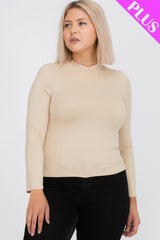 Mock Neck Solid Top - Safari / 1XL