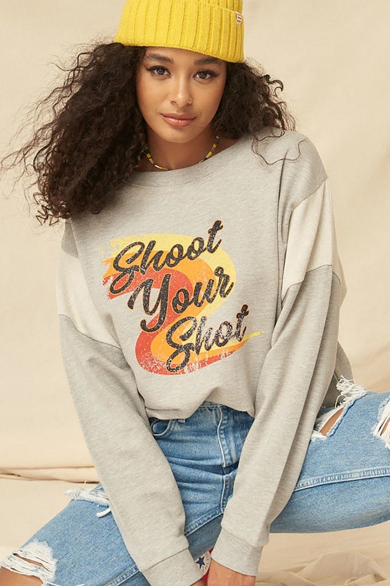 ’Shoot Your Shot’ Terry Knit Graphic Sweatshirt