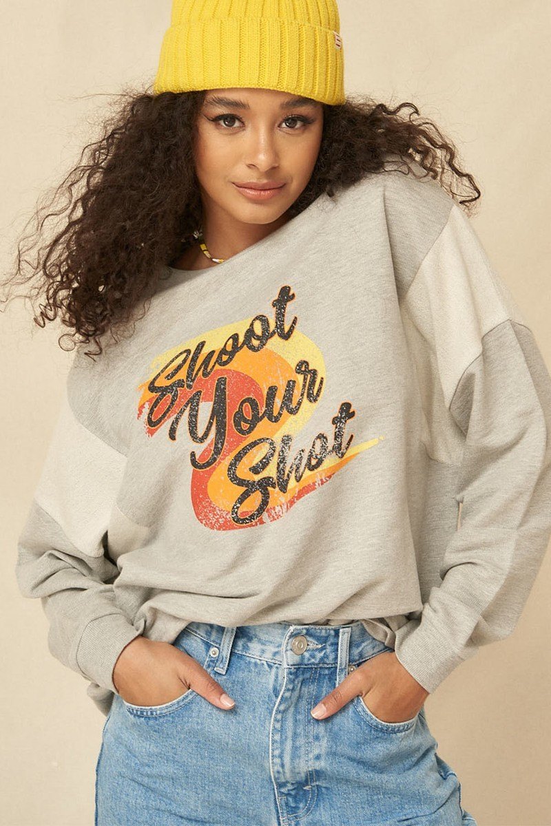 ’Shoot Your Shot’ Terry Knit Graphic Sweatshirt