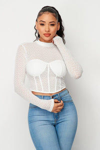 Mesh Mock Neck Top