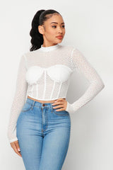 Mesh Mock Neck Top