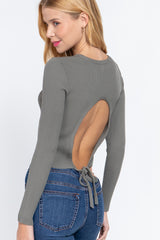 Long Sleeve Open Back Sweater Top