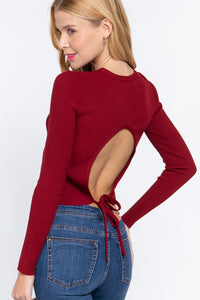 Long Sleeve Open Back Sweater Top