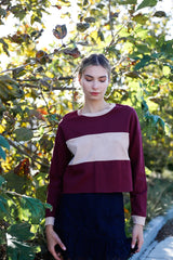 Burgundy Long Sleeve Crop Top