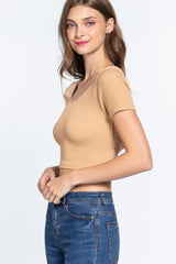 Cross Back Rib Seamless Crop Top