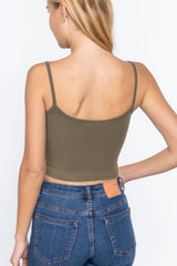 Round Neck Bra Top W/removable Bra Cup