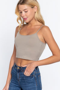 Round Neck Bra Top W/removable Bra Cup