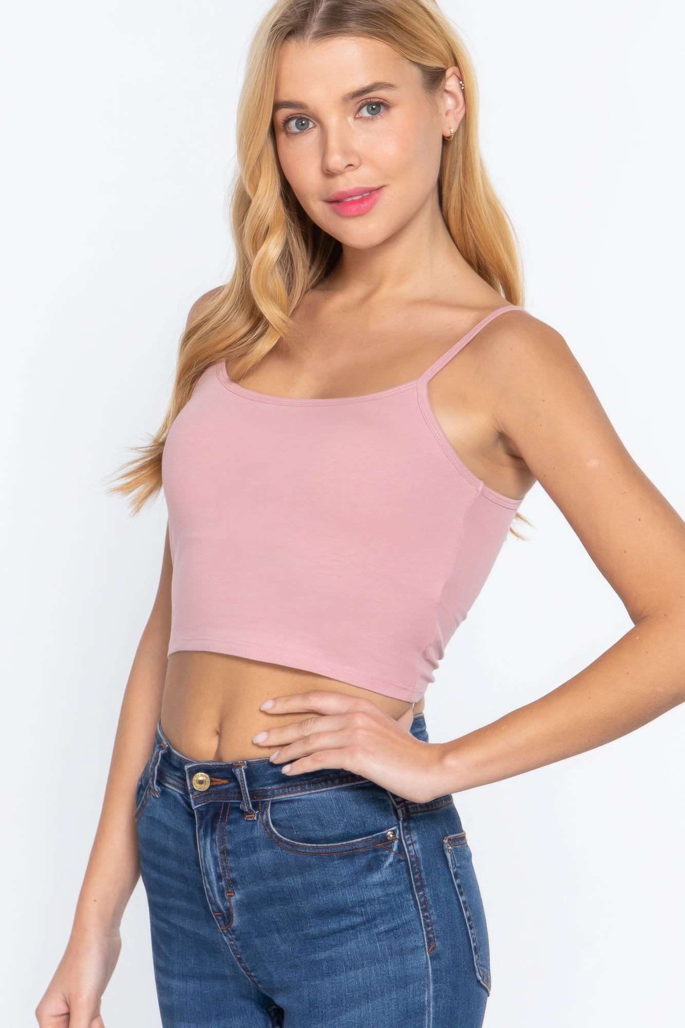 Round Neck Bra Top W/removable Bra Cup