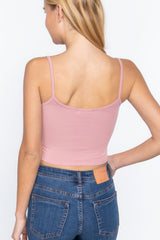 Round Neck Bra Top W/removable Bra Cup