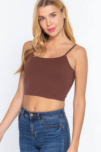 Round Neck Bra Top W/removable Bra Cup