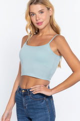 Round Neck Bra Top W/removable Bra Cup