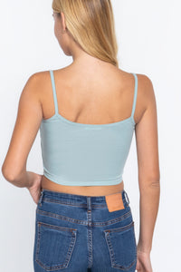 Round Neck Bra Top W/removable Bra Cup