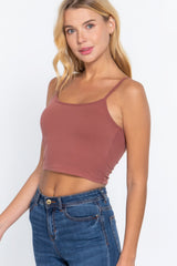 Round Neck Bra Top W/removable Bra Cup