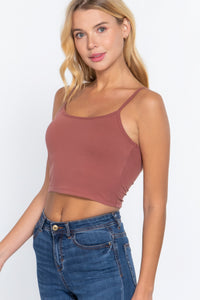 Round Neck Bra Top W/removable Bra Cup