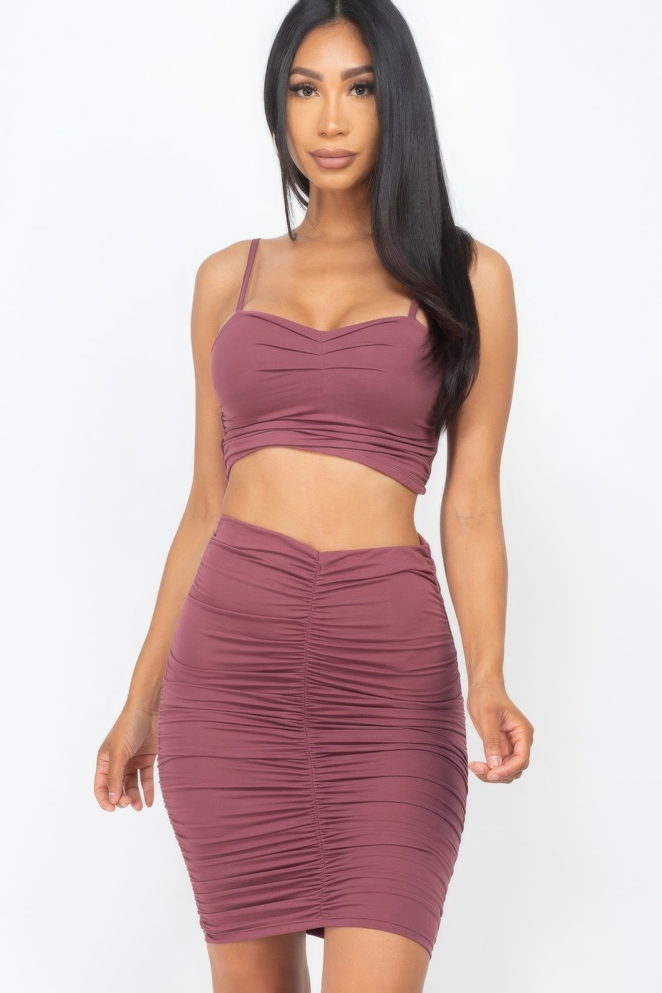 Knit Crop Top And Skirt Sets