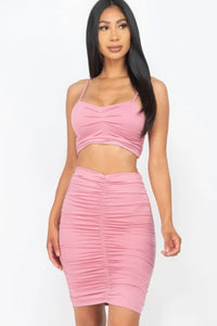 Knit Crop Top And Skirt Sets