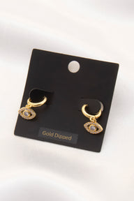 Dainty Evil Eye Charm Huggie Earring - Gold