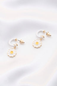 Daisy Charm Open Circle Earring