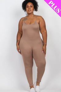 Plus Size Solid Bodycon Cami Jumpsuit - Taupe Grey / 1XL