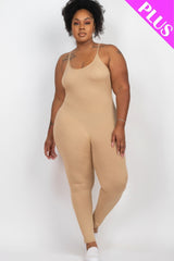 Plus Size Solid Bodycon Cami Jumpsuit - Safari / 1XL