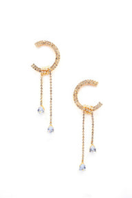 C Shape Rhinestone Dangle Earrings