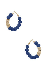 Clay Ball With Metal Accent Hoop Earring