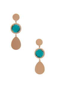 Round Gem Teardrop Dangle Earring