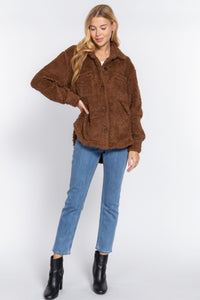 Long Sleeve Flap Pocket Oversize Jacket