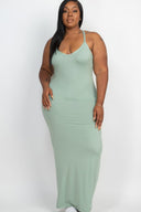 Plus Racer Back Maxi Dress - Green Bay / 1XL